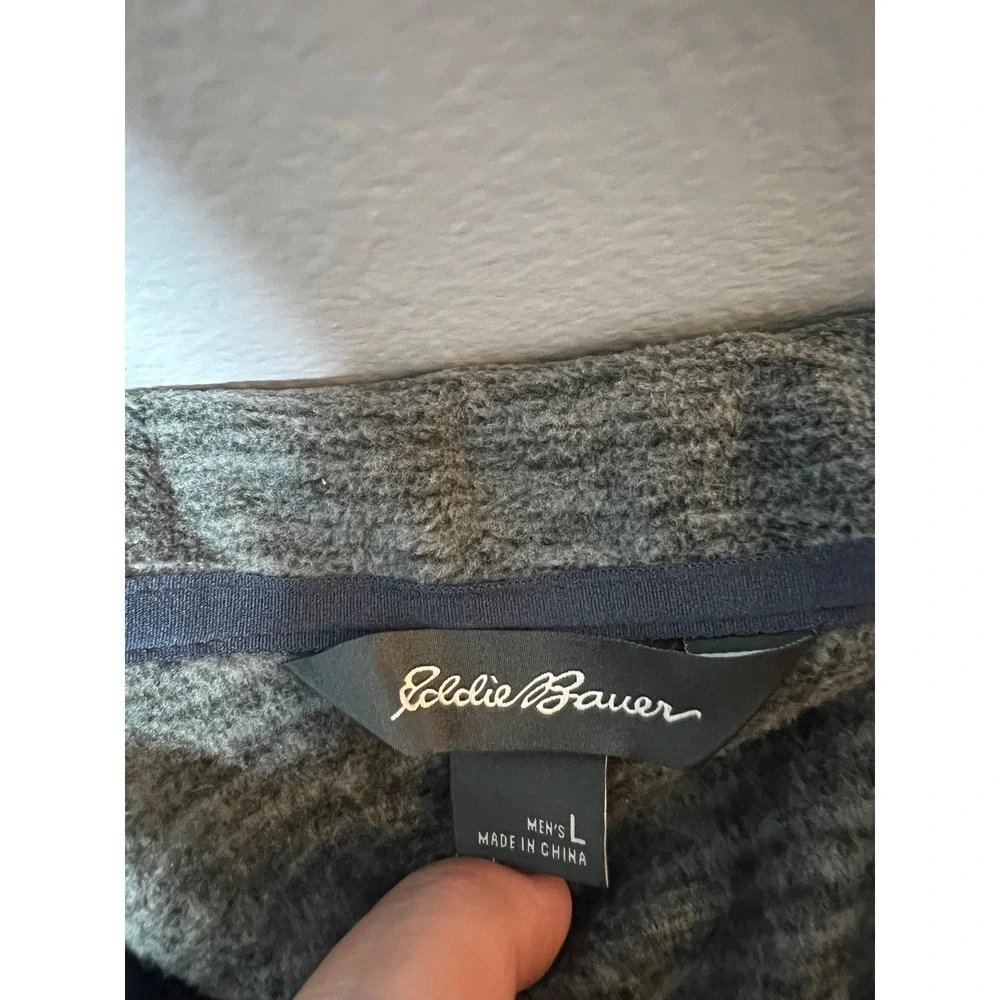 Eddie Bauer Mens Fleece Quarter Zip Pullover Charcoal Heather Grey EM32LK109